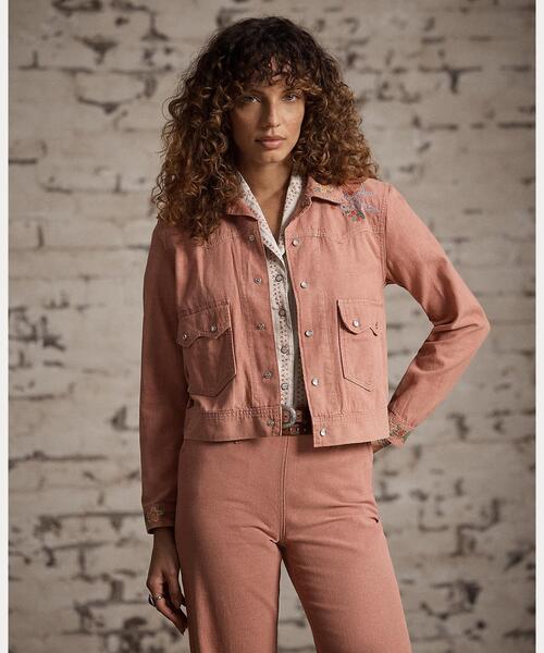 RRL(ダブル アール エル)の「エンブロイダリー コットンリネン シャツ ジャケット(カバーオール・レディース・レッド・1/2/3/4)」の10枚目の写真