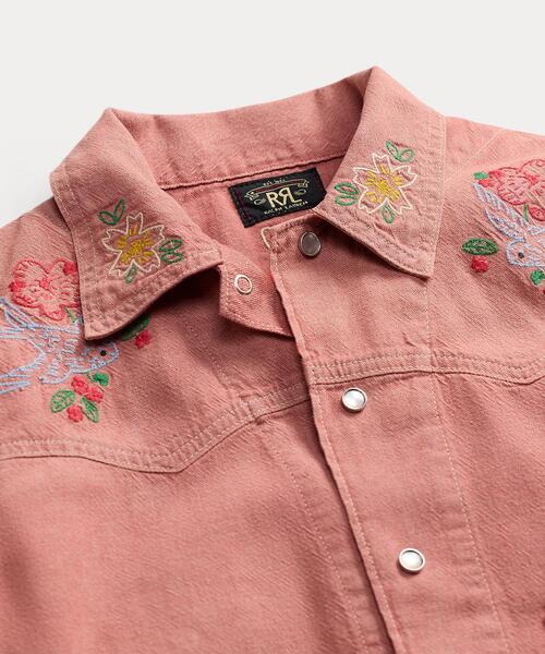 RRL(ダブル アール エル)の「エンブロイダリー コットンリネン シャツ ジャケット(カバーオール・レディース・レッド・1/2/3/4)」の5枚目の写真
