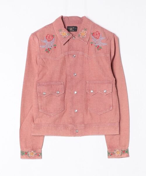 RRL(ダブル アール エル)の「エンブロイダリー コットンリネン シャツ ジャケット(カバーオール・レディース・レッド・1/2/3/4)」の4枚目の写真