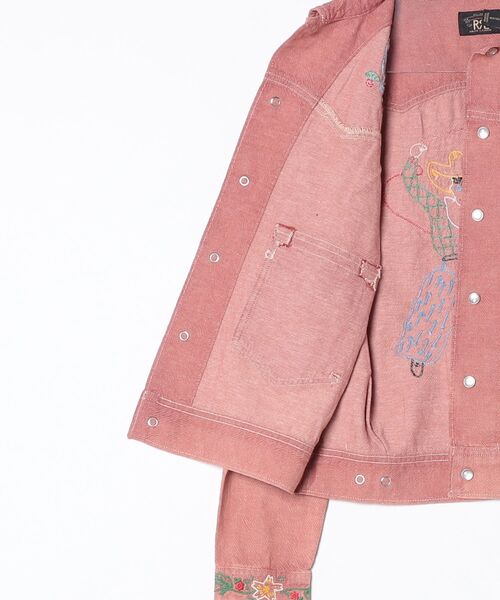 RRL(ダブル アール エル)の「エンブロイダリー コットンリネン シャツ ジャケット(カバーオール・レディース・レッド・1/2/3/4)」の2枚目の写真