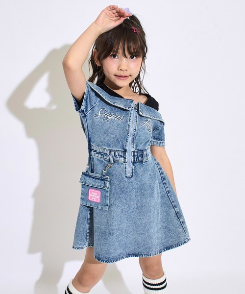 ANAP kids(アナップキッズ)の「ポシェット付 オフショル風 ワンピース(ワンピース・キッズ・ライトブルー/ピンク・120/130/110)」の7枚目の写真