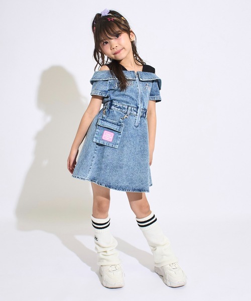 ANAP kids(アナップキッズ)の「ポシェット付 オフショル風 ワンピース(ワンピース・キッズ・ライトブルー/ピンク・120/130/110)」の10枚目の写真