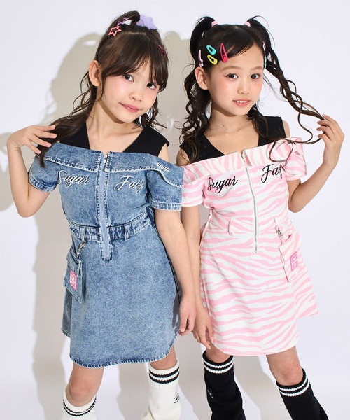 ANAP kids(アナップキッズ)の「ポシェット付 オフショル風 ワンピース(ワンピース・キッズ・ライトブルー/ピンク・120/130/110)」の3枚目の写真