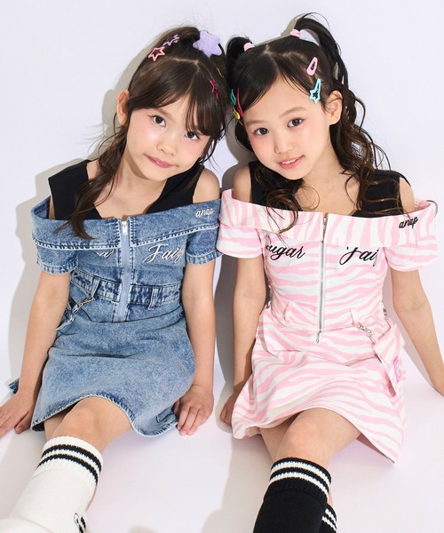 ANAP kids(アナップキッズ)の「ポシェット付 オフショル風 ワンピース(ワンピース・キッズ・ライトブルー/ピンク・120/130/110)」の5枚目の写真