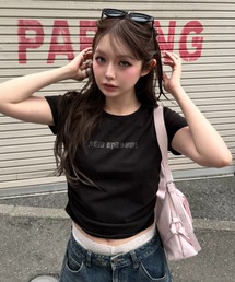 RAY CASSIN | ラインストーンロゴチビTシャツ(Tシャツ/カットソー)