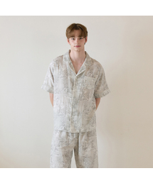 LUNALUZ STUDIO（ルナルス）の「メンズ バスティユ コットン 半袖 カラーネック 2ピース パジャマ（ルームウェア/パジャマ）」