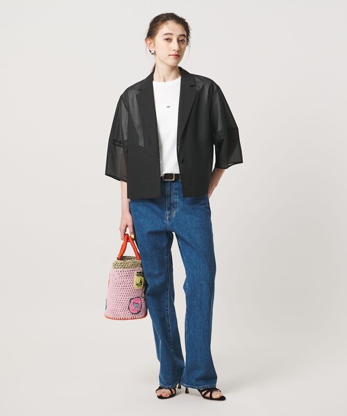 UNITED ARROWS(ユナイテッドアローズ)の「シアー ショート ジャケット ‐ウォッシャブル‐(テーラードジャケット・レディース・オフホワイト/ブラック/ダークグレー・FREE)」の9枚目の写真