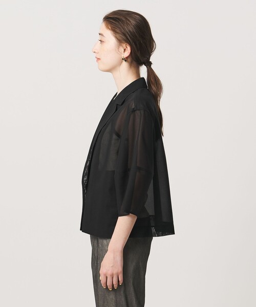 UNITED ARROWS(ユナイテッドアローズ)の「シアー ショート ジャケット ‐ウォッシャブル‐(テーラードジャケット・レディース・オフホワイト/ブラック/ダークグレー・FREE)」の12枚目の写真