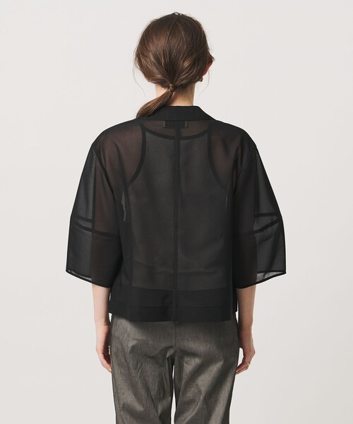 UNITED ARROWS(ユナイテッドアローズ)の「シアー ショート ジャケット ‐ウォッシャブル‐(テーラードジャケット・レディース・オフホワイト/ブラック/ダークグレー・FREE)」の13枚目の写真