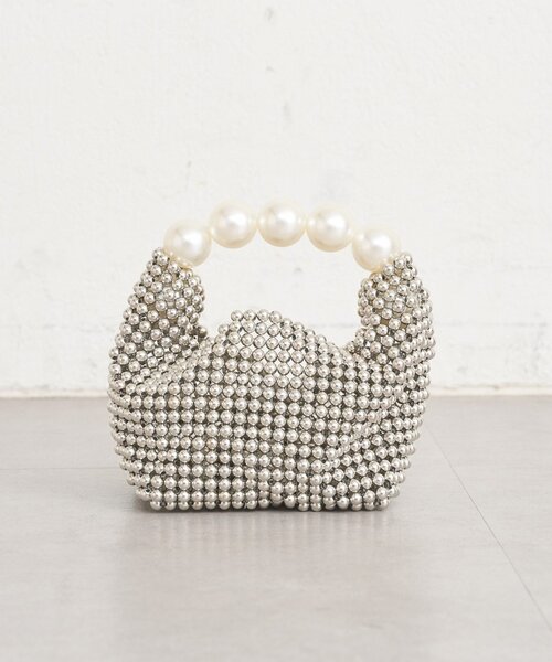 mystic（ミスティック）の「ビーズハンドルminiBAG（ハンドバッグ・レディース・シルバー/アイボリー・ONE SIZE）」の2枚目の写真