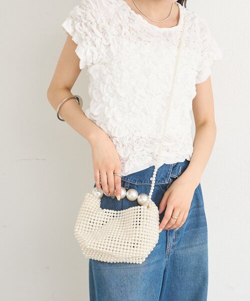 mystic（ミスティック）の「ビーズハンドルminiBAG（ハンドバッグ・レディース・シルバー/アイボリー・ONE SIZE）」の6枚目の写真