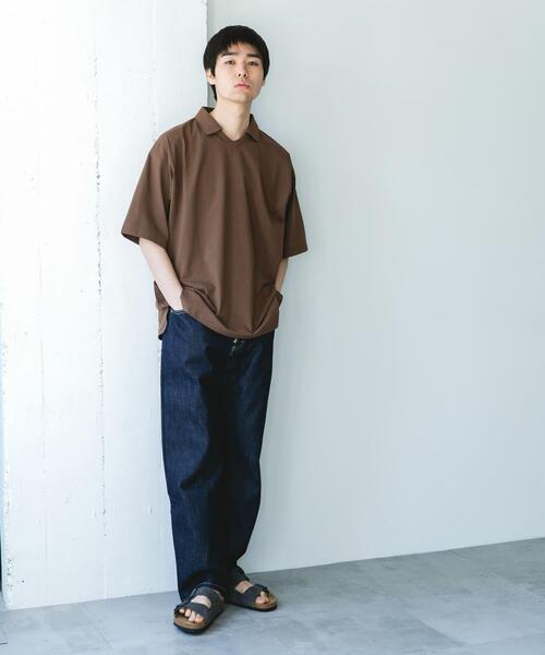 URBAN RESEARCH DOORS（アーバンリサーチドアーズ）の「『吸水速乾/防シワ/抗ピリング/UVカット/イージーケア』DRYMIX Vネック ポロカラー ショートスリーブ Tシャツ（Tシャツ/カットソー・メンズ・ブラウン/ネイビー・MEDIUM/LARGE）」の7枚目の写真