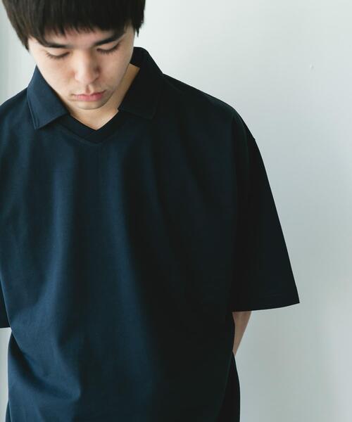 URBAN RESEARCH DOORS（アーバンリサーチドアーズ）の「『吸水速乾/防シワ/抗ピリング/UVカット/イージーケア』DRYMIX Vネック ポロカラー ショートスリーブ Tシャツ（Tシャツ/カットソー・メンズ・ブラウン/ネイビー・MEDIUM/LARGE）」の13枚目の写真