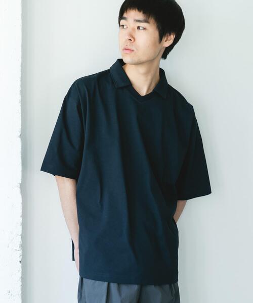 URBAN RESEARCH DOORS（アーバンリサーチドアーズ）の「『吸水速乾/防シワ/抗ピリング/UVカット/イージーケア』DRYMIX Vネック ポロカラー ショートスリーブ Tシャツ（Tシャツ/カットソー・メンズ・ブラウン/ネイビー・MEDIUM/LARGE）」の14枚目の写真