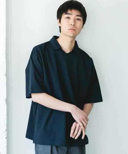 URBAN RESEARCH DOORS（アーバンリサーチドアーズ）の「『吸水速乾/防シワ/抗ピリング/UVカット/イージーケア』DRYMIX Vネック ポロカラー ショートスリーブ Tシャツ（Tシャツ/カットソー・メンズ・ブラウン/ネイビー・MEDIUM/LARGE）」の15枚目の写真