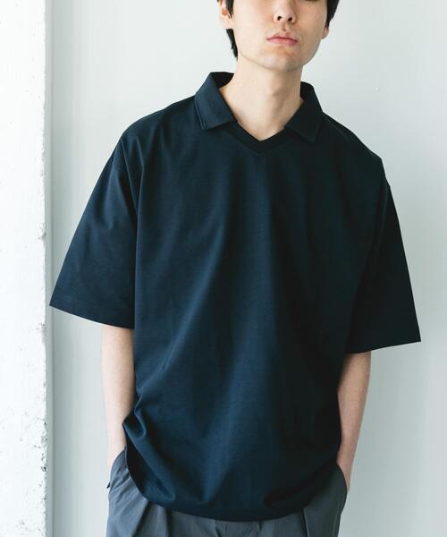 URBAN RESEARCH DOORS（アーバンリサーチドアーズ）の「『吸水速乾/防シワ/抗ピリング/UVカット/イージーケア』DRYMIX Vネック ポロカラー ショートスリーブ Tシャツ（Tシャツ/カットソー・メンズ・ブラウン/ネイビー・MEDIUM/LARGE）」の16枚目の写真