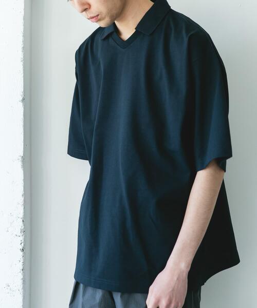 URBAN RESEARCH DOORS（アーバンリサーチドアーズ）の「『吸水速乾/防シワ/抗ピリング/UVカット/イージーケア』DRYMIX Vネック ポロカラー ショートスリーブ Tシャツ（Tシャツ/カットソー・メンズ・ブラウン/ネイビー・MEDIUM/LARGE）」の17枚目の写真