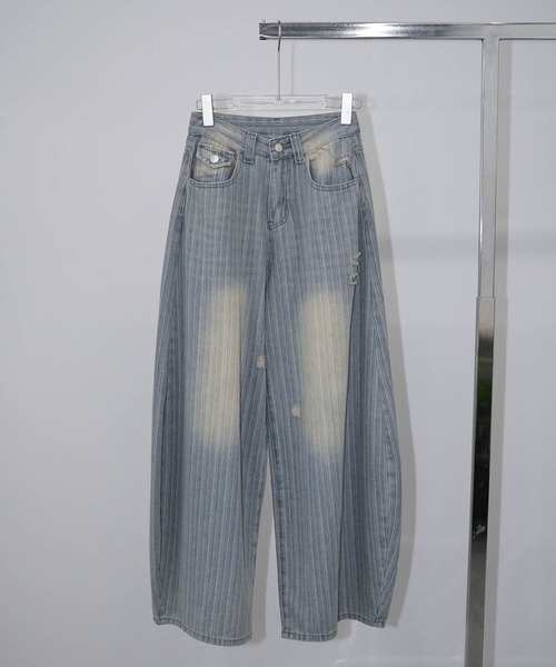 chuclla(チュクラ)の「ヴィンテージウォッシュストライプデニム chw26s295(デニムパンツ・レディース・ライトブルー・M/L/S)」の16枚目の写真