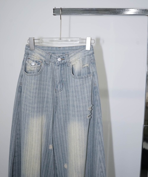 chuclla(チュクラ)の「ヴィンテージウォッシュストライプデニム chw26s295(デニムパンツ・レディース・ライトブルー・M/L/S)」の18枚目の写真