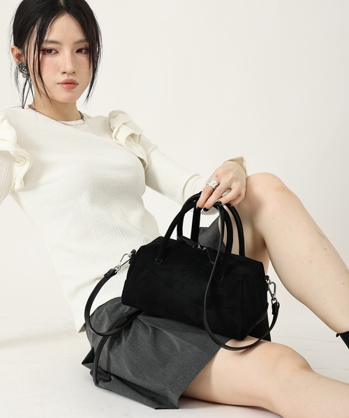 style code(スタイルコード)の「ZOZO限定【STYLE CODE/スタイルコード】2WAYスエード調ミニボストンバッグ(ショルダーバッグ・レディース・グレイッシュベージュ/キャメル/ブルーグレー/カーキ/ブラック・FREE)」の6枚目の写真