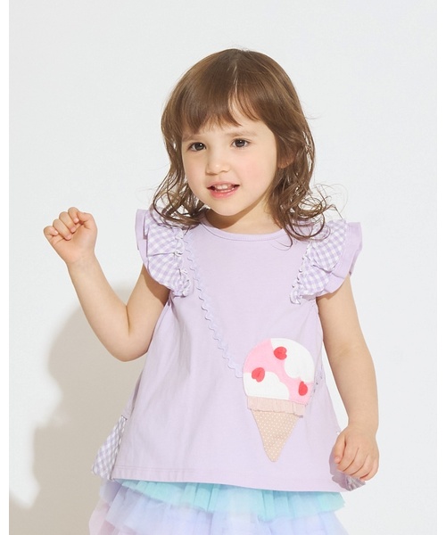 baby cheer（ベイビーチアー）の「【サーティワン アイスクリーム】ポシェットTシャツ（Tシャツ/カットソー・キッズ・オフホワイト/ラベンダー/ピンク・120cm/110cm/100cm/90cm/80ｃｍ）」の2枚目の写真