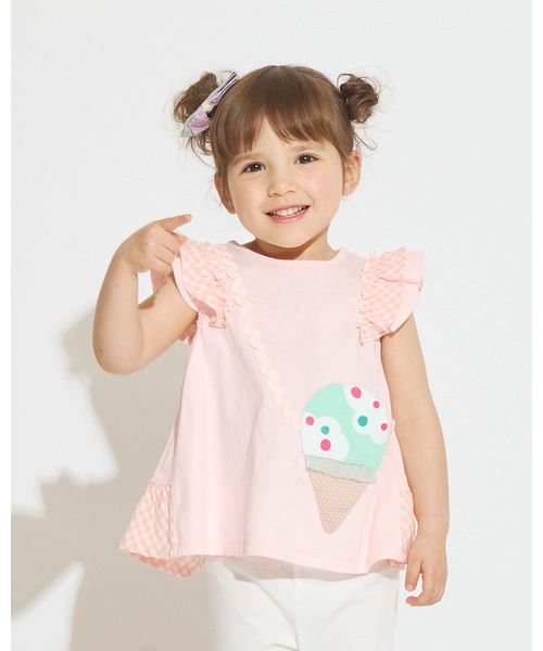 baby cheer（ベイビーチアー）の「【サーティワン アイスクリーム】ポシェットTシャツ（Tシャツ/カットソー・キッズ・オフホワイト/ラベンダー/ピンク・120cm/110cm/100cm/90cm/80ｃｍ）」の3枚目の写真