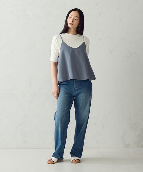 COMME CA ISM（コムサイズム）の「【セットアイテム】2WAY キャミソール（Tシャツ/カットソー・レディース・ベージュ/ブラック/サックスブルー・LARGE/MEDIUM）」の7枚目の写真