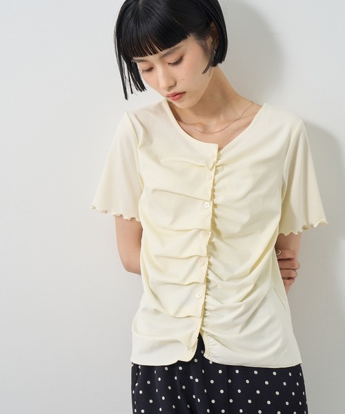 NOGLE（ノグル）の「【NOGLE/ノグル】フリルギャザー半袖トップス（その他トップス・レディース・グレー/アイボリー/ブルー/ブラック・FREE）」の2枚目の写真