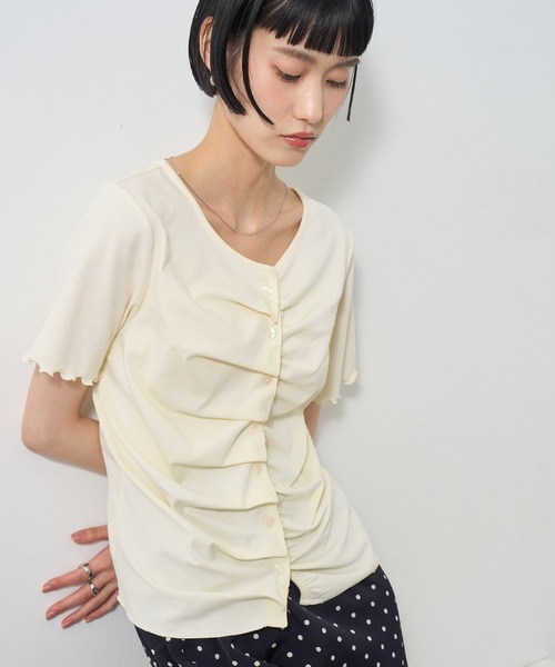 NOGLE（ノグル）の「【NOGLE/ノグル】フリルギャザー半袖トップス（その他トップス・レディース・グレー/アイボリー/ブルー/ブラック・FREE）」の17枚目の写真
