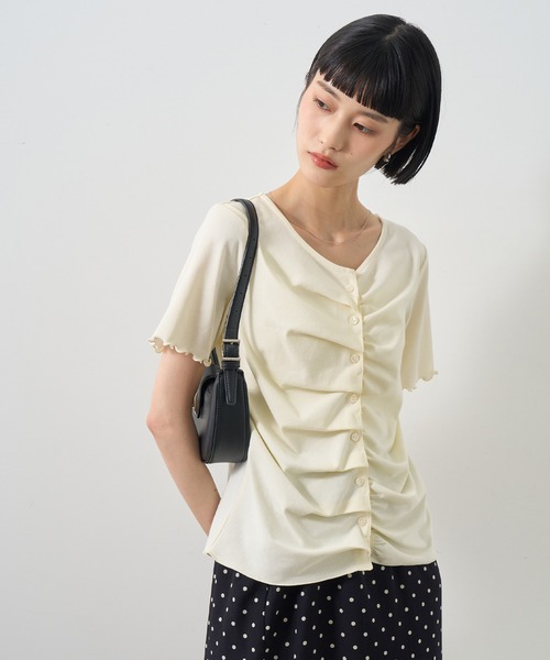 NOGLE（ノグル）の「【NOGLE/ノグル】フリルギャザー半袖トップス（その他トップス・レディース・グレー/アイボリー/ブルー/ブラック・FREE）」の21枚目の写真