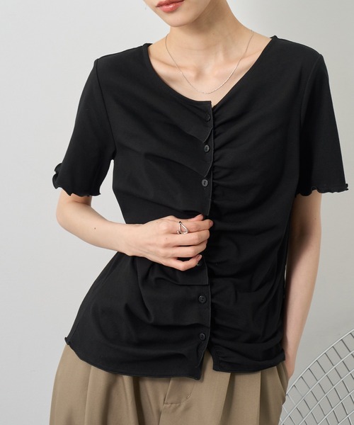 NOGLE（ノグル）の「【NOGLE/ノグル】フリルギャザー半袖トップス（その他トップス・レディース・グレー/アイボリー/ブルー/ブラック・FREE）」の11枚目の写真