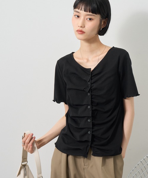 NOGLE（ノグル）の「【NOGLE/ノグル】フリルギャザー半袖トップス（その他トップス・レディース・グレー/アイボリー/ブルー/ブラック・FREE）」の10枚目の写真