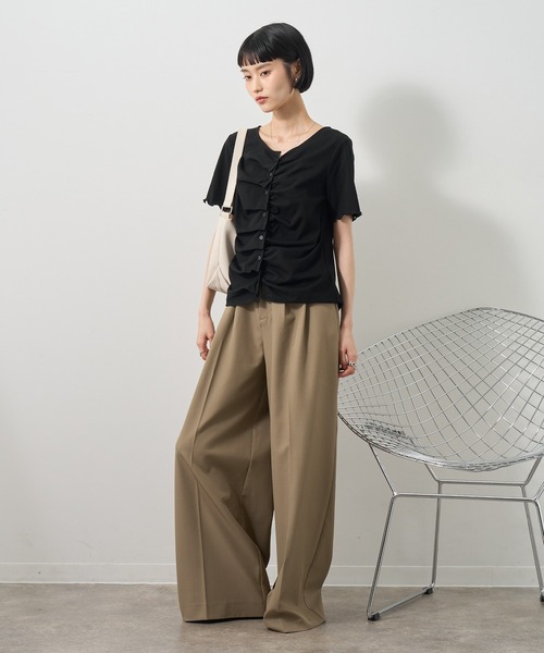 NOGLE（ノグル）の「【NOGLE/ノグル】フリルギャザー半袖トップス（その他トップス・レディース・グレー/アイボリー/ブルー/ブラック・FREE）」の13枚目の写真