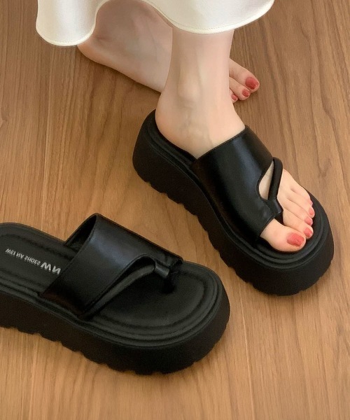 Miniministore（ミニミニストア）の「厚底サンダル トングサンダル レディース（サンダル・レディース・シルバー/アイボリー/ブラック・23.5cm/23.0cm/22.5cm/24.0cm/25.0cm/24.5cm）」の3枚目の写真