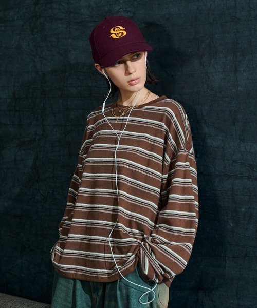 soerte(ソエルテ)の「Loose Multi Border L/S Tee / ルーズマルチボーダーロンT(Tシャツ/カットソー・メンズ・グレー/ブラウン・1/2/3)」の8枚目の写真