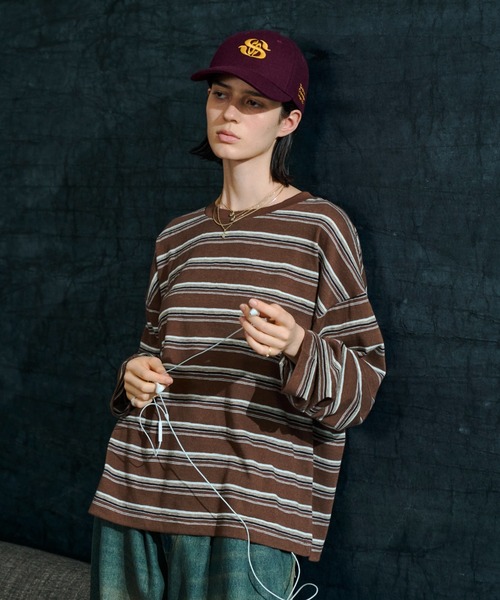 soerte(ソエルテ)の「Loose Multi Border L/S Tee / ルーズマルチボーダーロンT(Tシャツ/カットソー・メンズ・グレー/ブラウン・1/2/3)」の17枚目の写真