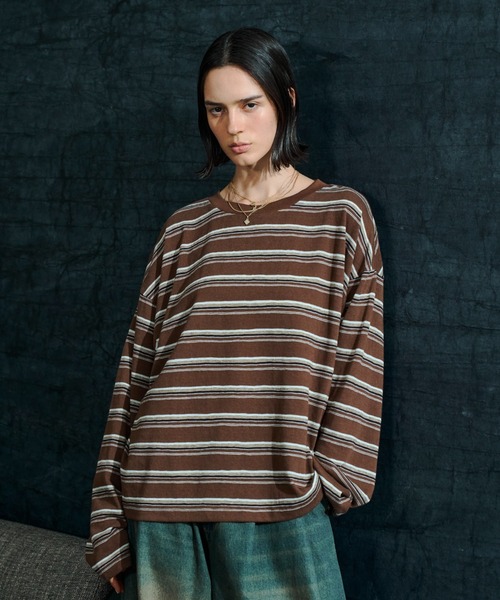 soerte(ソエルテ)の「Loose Multi Border L/S Tee / ルーズマルチボーダーロンT(Tシャツ/カットソー・メンズ・グレー/ブラウン・1/2/3)」の19枚目の写真