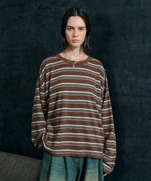 soerte(ソエルテ)の「Loose Multi Border L/S Tee / ルーズマルチボーダーロンT(Tシャツ/カットソー・メンズ・グレー/ブラウン・1/2/3)」の21枚目の写真
