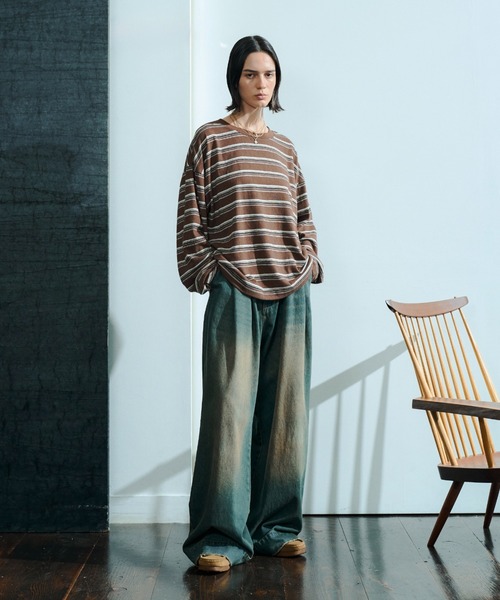 soerte(ソエルテ)の「Loose Multi Border L/S Tee / ルーズマルチボーダーロンT(Tシャツ/カットソー・メンズ・グレー/ブラウン・1/2/3)」の22枚目の写真
