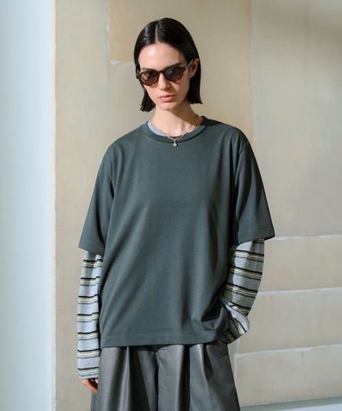 soerte(ソエルテ)の「Loose Multi Border L/S Tee / ルーズマルチボーダーロンT(Tシャツ/カットソー・メンズ・グレー/ブラウン・1/2/3)」の9枚目の写真