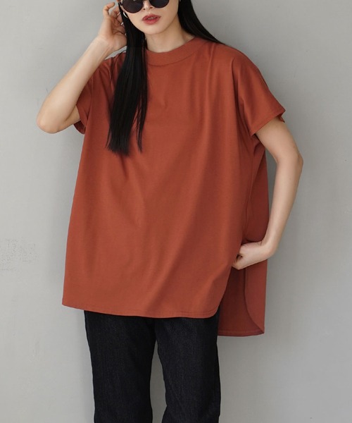 zootie(ズーティー)の「URBAN PLUS ハイネックカットソー(Tシャツ/カットソー・レディース・ライトベージュ/ネイビー/オフホワイト/テラコッタ/スモークピンク/チャコール/ダークグリーン/ブラック/ライトブルー/ブラウン系その他/グレイッシュベージュ/グレイッシュブルー・フリー)」の6枚目の写真