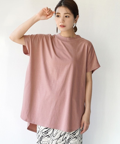 zootie(ズーティー)の「URBAN PLUS ハイネックカットソー(Tシャツ/カットソー・レディース・ライトベージュ/ネイビー/オフホワイト/テラコッタ/スモークピンク/チャコール/ダークグリーン/ブラック/ライトブルー/ブラウン系その他/グレイッシュベージュ/グレイッシュブルー・フリー)」の14枚目の写真