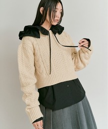 ウール ショート ケーブル ニット / Wool-Blend Short Length Cable Knit Sweater
