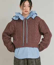 ウール ショート ケーブル ニット / Wool-Blend Short Length Cable Knit Sweater