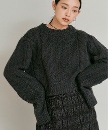 ウール ショート ケーブル ニット / Wool-Blend Short Length Cable Knit Sweater