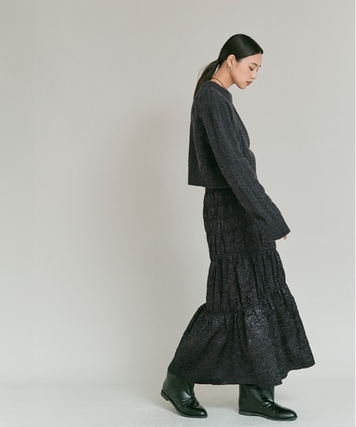 W:Huku（フーク）の「ウール ショート ケーブル ニット / Wool-Blend Short Length Cable Knit Sweater（ニット/セーター・レディース・ブラウン/アイボリー/チャコール・FREE）」の7枚目の写真