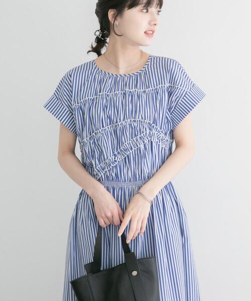 ITEMS URBANRESEARCH（アイテムズ アーバンリサーチ）の「『洗濯可』ランダムシャーリングワンピース（ワンピース・レディース・ブルー系その他/ネイビー/ブラック系その他・FREE）」の3枚目の写真