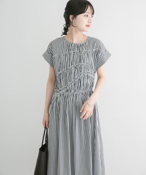 ITEMS URBANRESEARCH（アイテムズ アーバンリサーチ）の「『洗濯可』ランダムシャーリングワンピース（ワンピース・レディース・ブルー系その他/ネイビー/ブラック系その他・FREE）」の4枚目の写真