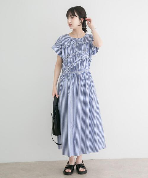 ITEMS URBANRESEARCH（アイテムズ アーバンリサーチ）の「『洗濯可』ランダムシャーリングワンピース（ワンピース・レディース・ブルー系その他/ネイビー/ブラック系その他・FREE）」の15枚目の写真