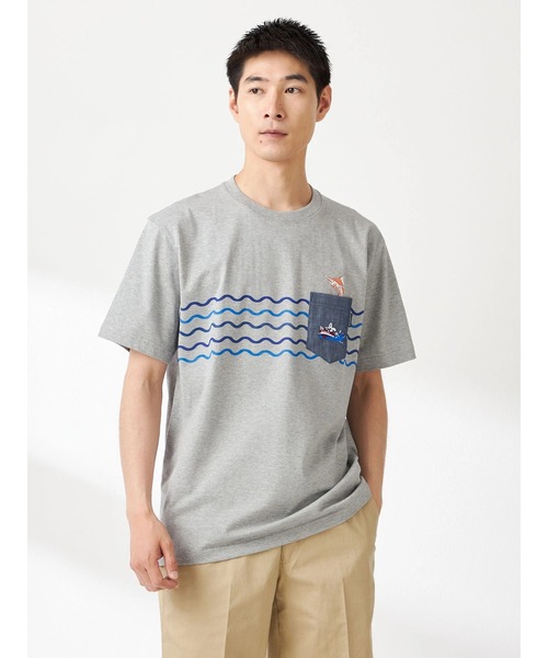 McGREGOR(マックレガー)の「ベアポケットボーダーTシャツ(Tシャツ/カットソー・メンズ・グレー/ネイビー/アイボリー・L/M)」の3枚目の写真